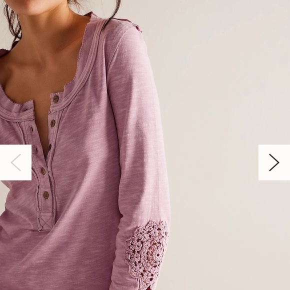 BNWT Free People We The Free Our Song Henley Cuff Candied Lilac L - Picture 3 of 10